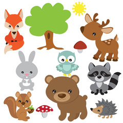 Cute forest baby animal vector cartoon illustration