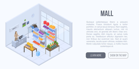 Mall concept background. Isometric illustration of mall vector concept background for web design