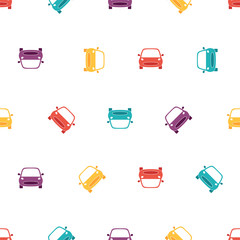 Seamless pattern with car on white background, vector illustration