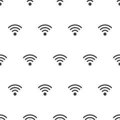 Seamless pattern with wifi on white background, vector illustration