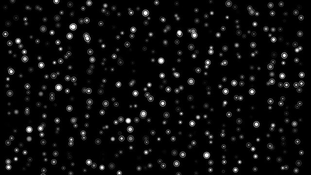 White circles floating on black background, Loop Animation, ALPHA