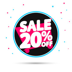 Sale 20% off, discount banner design template, extra promo tag, vector illustration