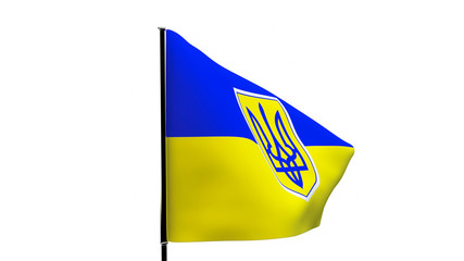 Ukraine flag waving on white background 3D rendering illustration.