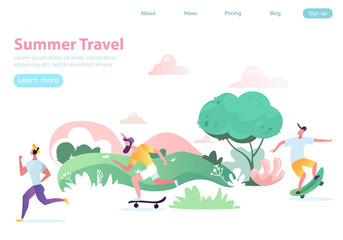 Landing page template of Stay healthy be active. Modern flat design concept of web page design for website and mobile website. Vector illustration
