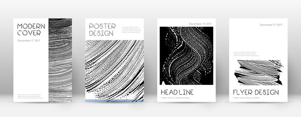 Cover page design template. Minimal brochure layout. Captivating trendy abstract cover page. Black and white grunge texture background. Popular poster.
