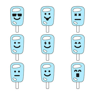 Set of nine emoji ice cream