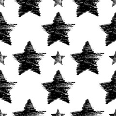 Seamless Pattern with hand drawn Stars