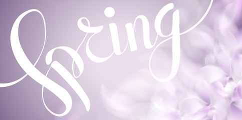 Soft spring background with purple blurred flower petals