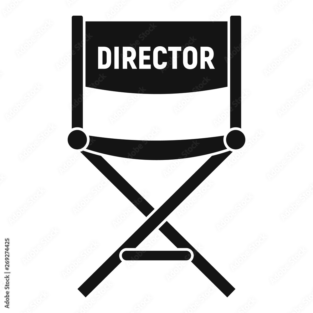 Sticker Film director chair icon. Simple illustration of film director chair vector icon for web design isolated on white background