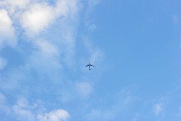 Fototapeta na wymiar plane sky blue jet background