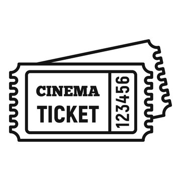 Cinema ticket icon. Outline cinema ticket vector icon for web design isolated on white background