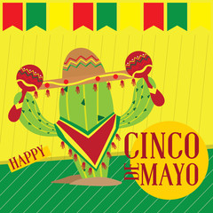 Cinco de mayo poster with a cactus - Vector