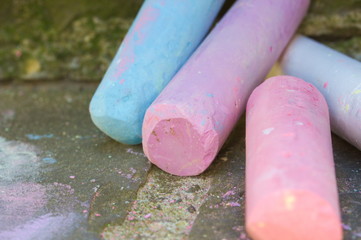 Close up of colored chalk
