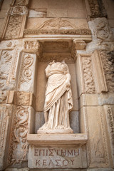 Ruins of the Library of Celsus and ephesus antiq theater in Ephesus izmir turkey