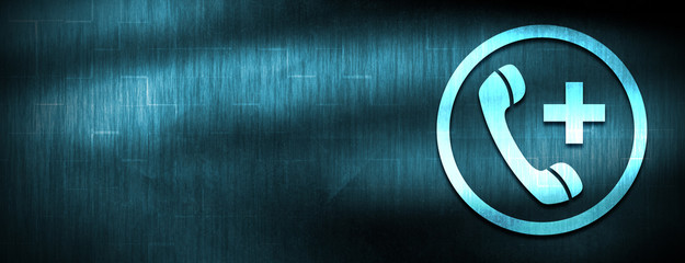 Emergency call icon abstract blue banner background