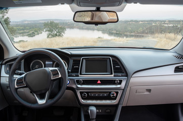 the interior of a modern automobile