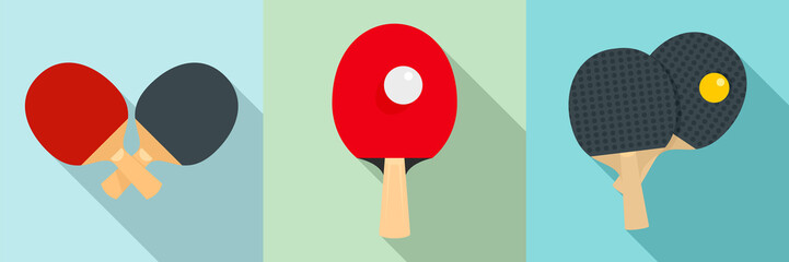 Table tennis icons set. Flat set of table tennis vector icons for web design
