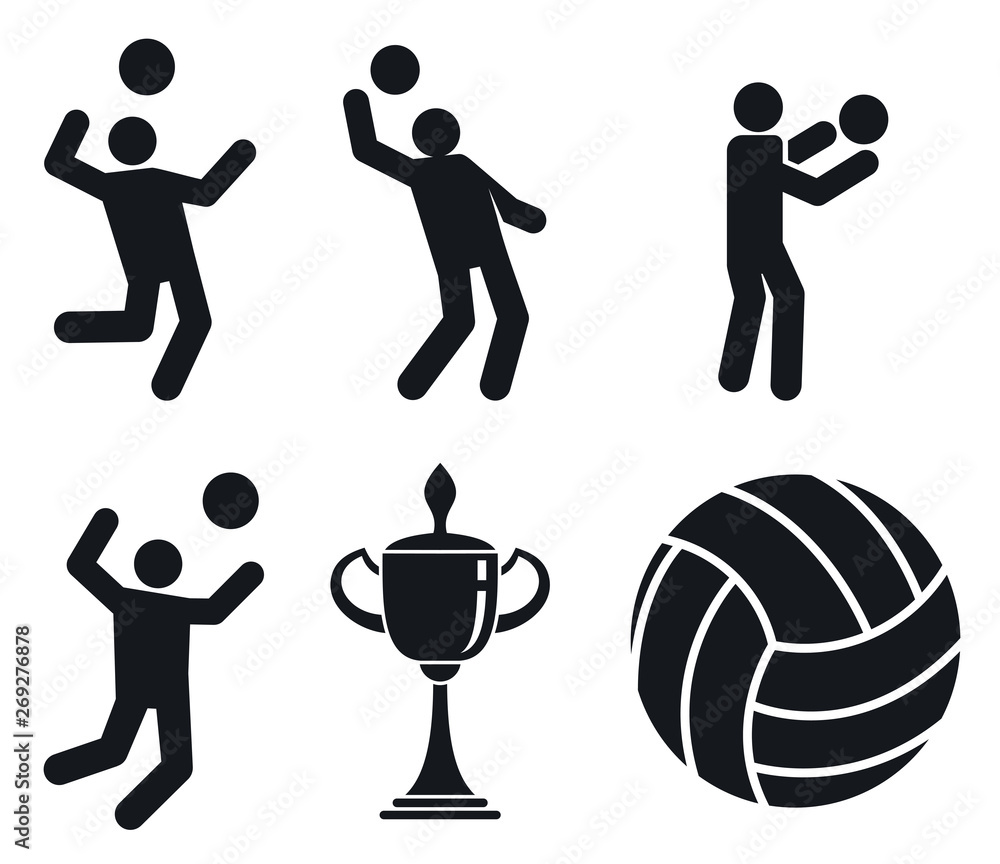 Poster volleyball icons set. simple set of volleyball vector icons for web design on white background