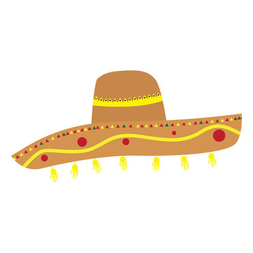Isolated traditional colored mexican hat image - Vector