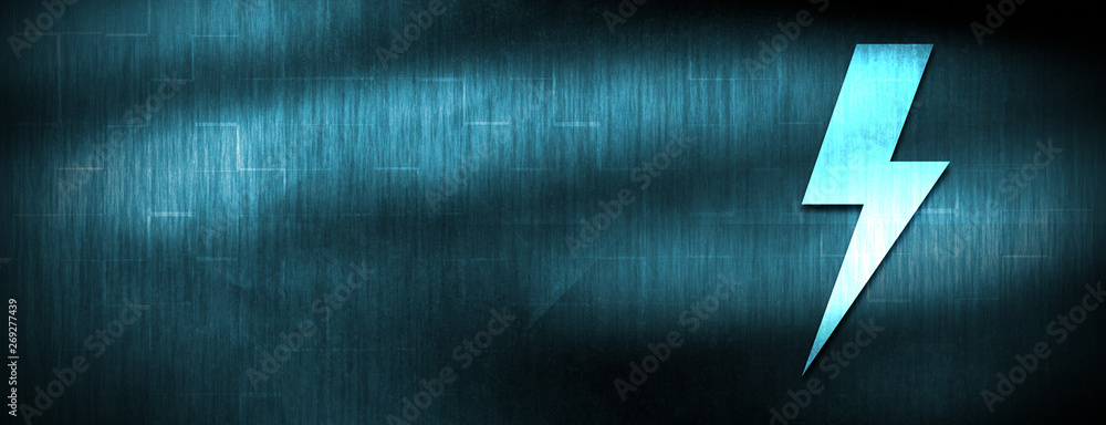 Wall mural lightning bolt icon abstract blue banner background