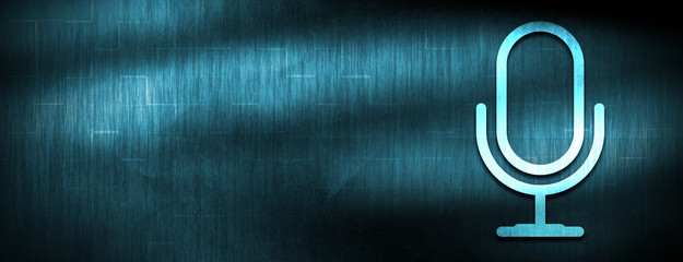 Microphone icon abstract blue banner background - obrazy, fototapety, plakaty