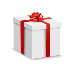 New Year's gift with a red ribbon