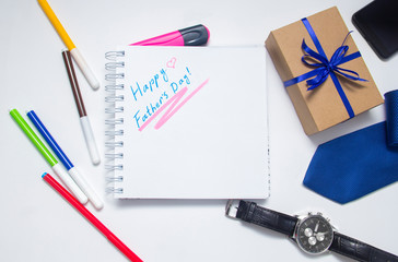 Father's day. A gift for dad, a man. Flat view. Tie