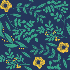 Seamless floral pattern. Organic ornament. Hand-drawn illustrations that can be used as wallpapers, gift wrapping, wall art design.