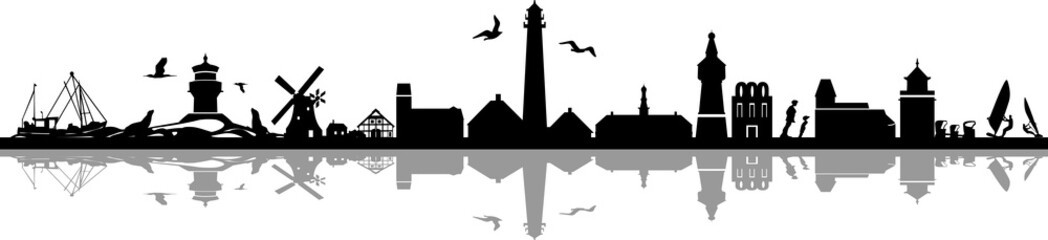 Nordfriesland Skyline Silhouette Vector