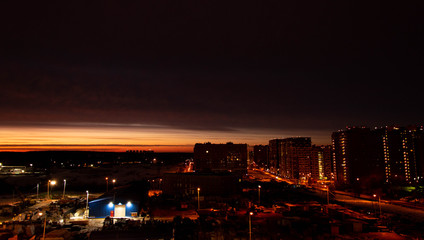 beatiful sunrise over the city