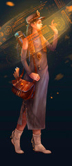 Obraz premium illustration of a girl keen on science
