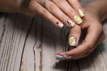 glamorous yellow manicure