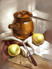 illustration of clay pot for cooking