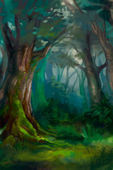Fototapeta na wymiar illustration of dense forest