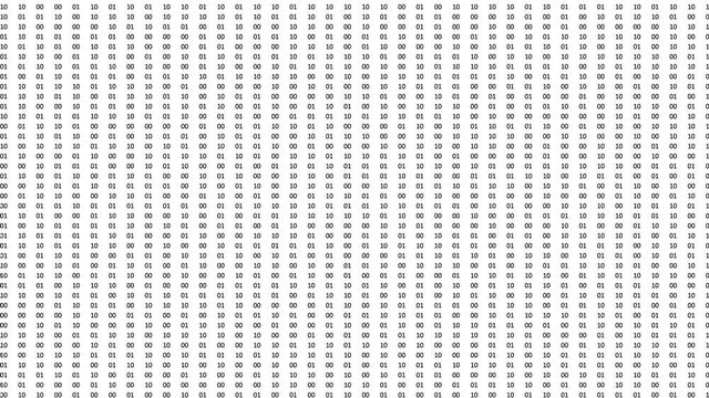 Binary data screen animation with flickering zeroes and ones. Highly complex spreadsheet and analytics data.
