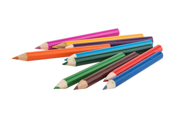 Colour pencils isolated on white background