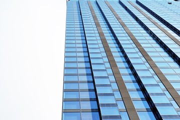 modern building with blue sky and clouds
