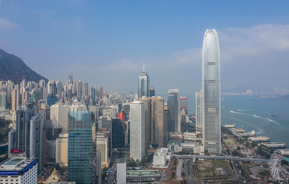 Cityscape with Nina Tower in Hong Kong, China