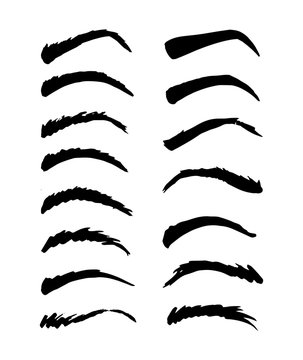 Handdrawn sketchy eyebrows vector set