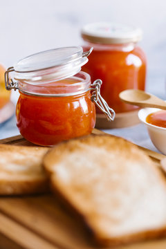 Jars Of Apricot Jam By Toast