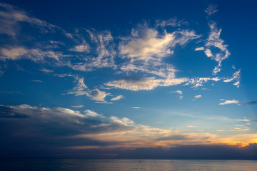 blue sky and clouds at sunset