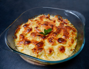 meat casserole with melted cheese