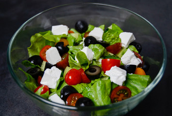 Greek salad in a plate close up