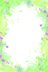 Trendy mint and pink colored isolated vector grunge splattered frame for flyers, posters, invitations.