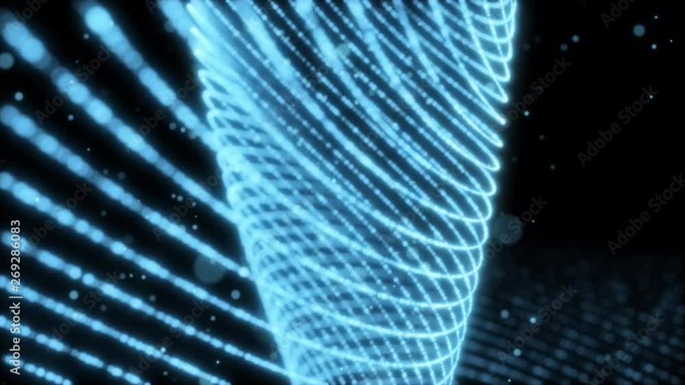 Poster seamless looping flowing particles with beautiful flash light effects. 20 seconds long and loops. be