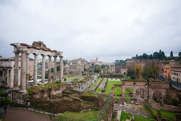Naklejka na ściany i meble Imperial forums view, Rome, Italy. Roma landscape
