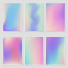 Fototapeta premium Abstract holographic iridescent foil texture set. Modern style