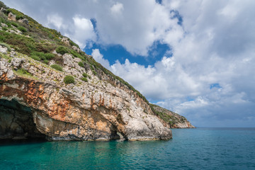 Turquoise water under Blue Caves