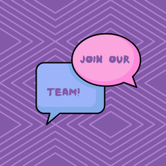 Word writing text Join Our Team. Business photo showcasing invite someone to work together for particular purpose target