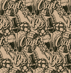 Seamless pattern with beer elements